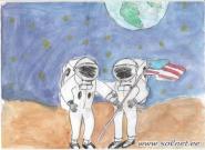Первая космическая экспедиция на Луну. Рисунки о космосе