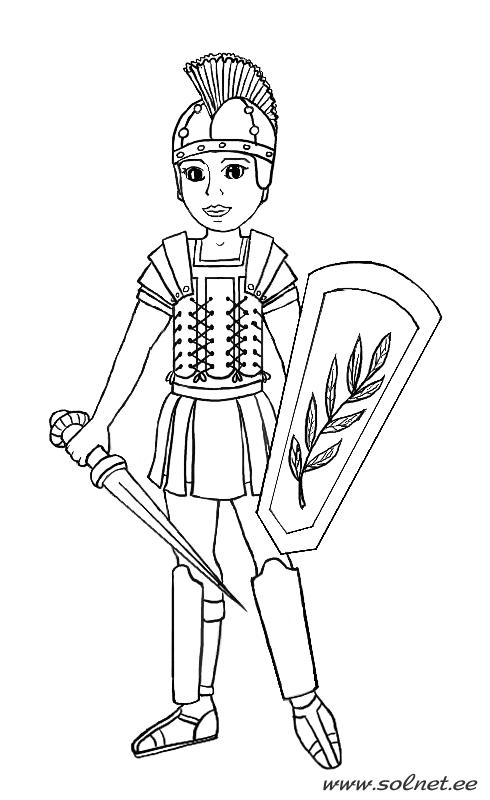 Новогодний костюм Римский воин. Раскраска