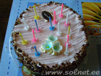 Торт с 14 свечками. День рождения