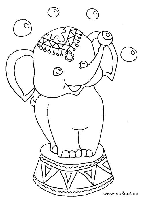 Слоненок, раскраска