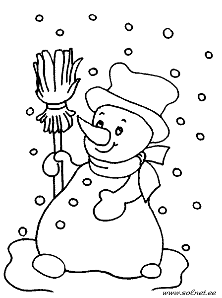 Снеговик для малышей раскраска