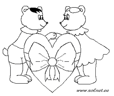Раскраски: валентинка, медвежата