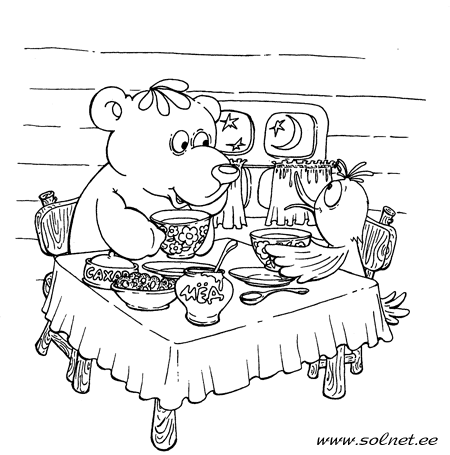 Сноки и птичка Нэтия пьют чай