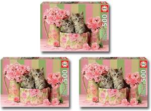 Пазлы Котята с розами