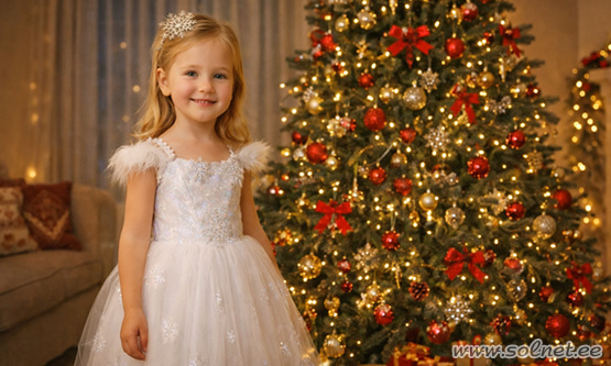 Дети улыбаются у новогодней ёлки — фотоконкурс для детей